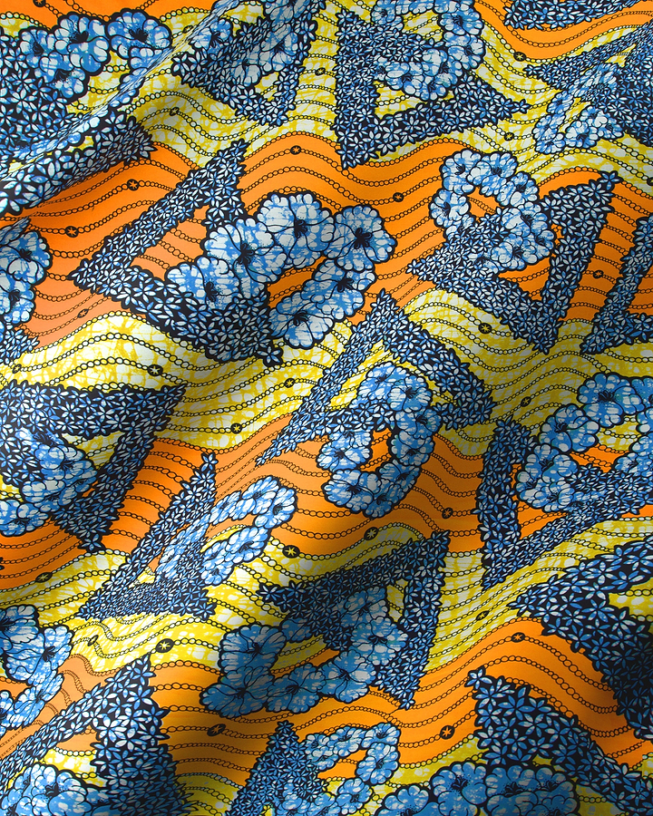 Vibrant orange yellow blue patterned super-wax vls7465.006