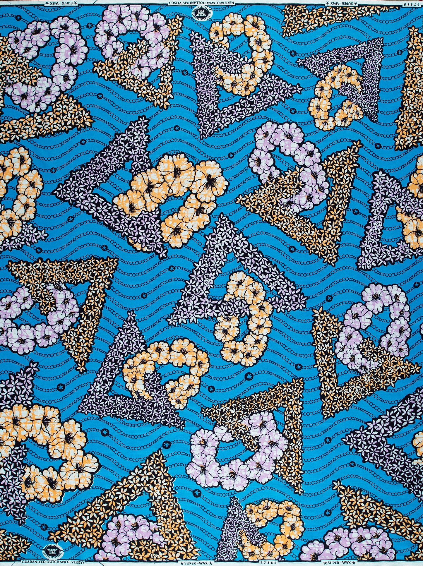 Vibrant blue african print fabric super-wax vls7465.007
