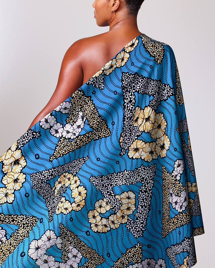 Vibrant blue one-shoulder cape bold super-wax vls7465.007