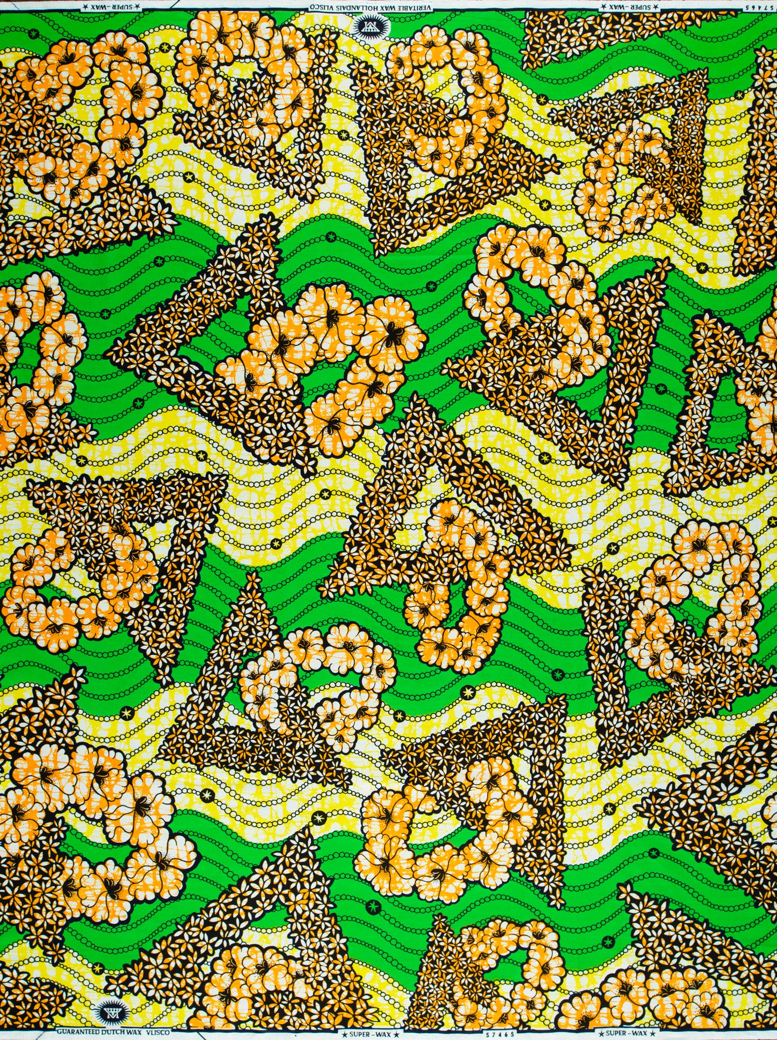 Vibrant green yellow brown patterned super-wax vls7465.008