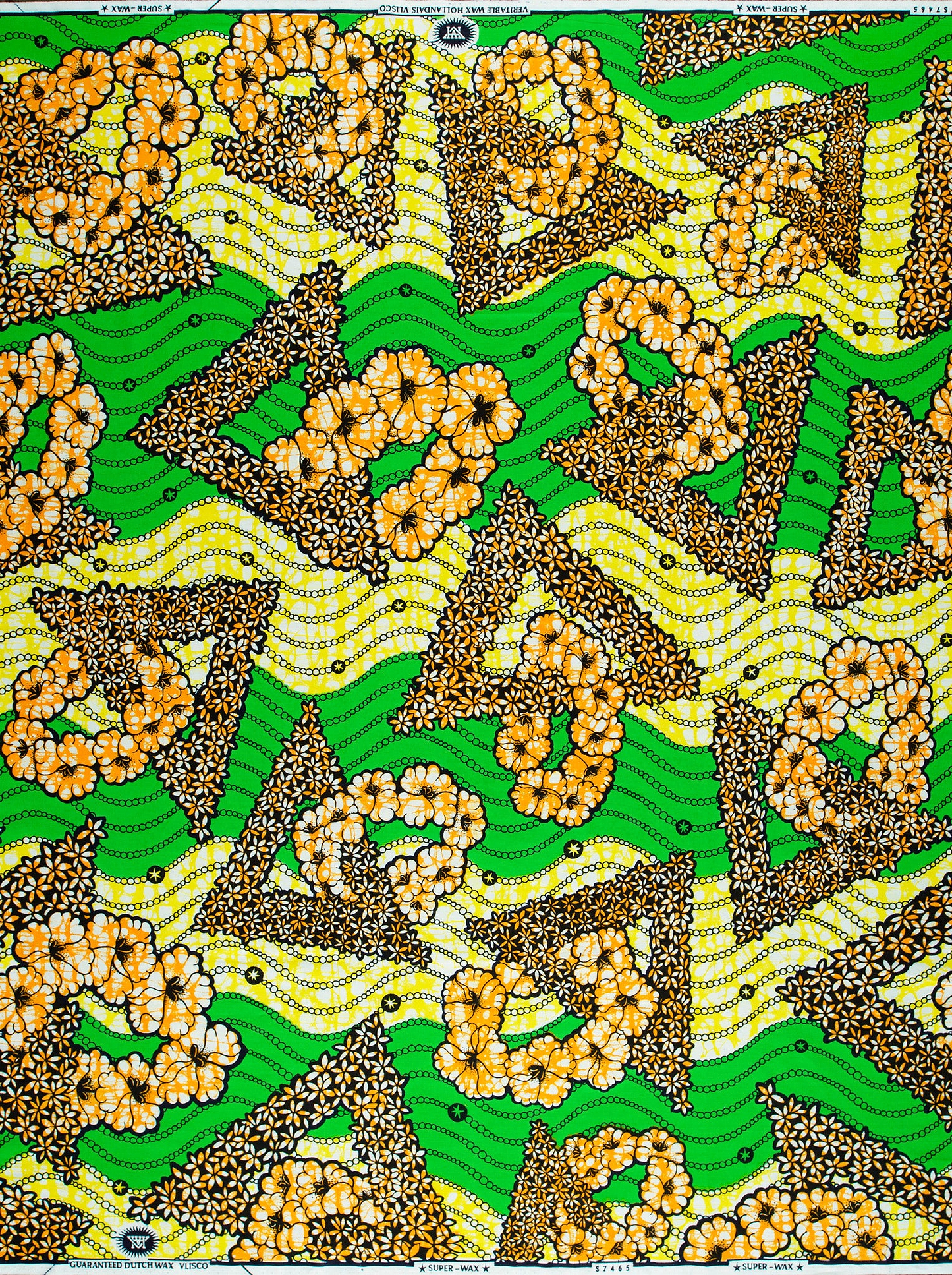 Vibrant green yellow brown patterned super-wax vls7465.008