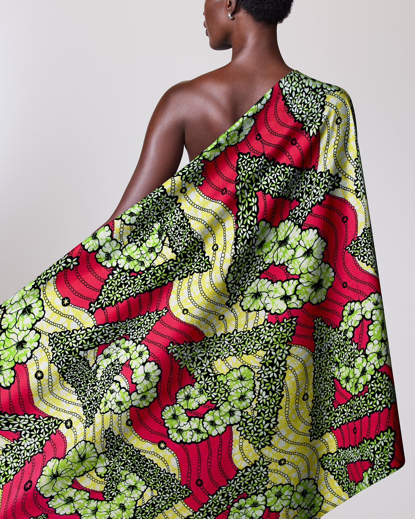 Vibrant one-shoulder wrap dress bold super-wax vls7465.009