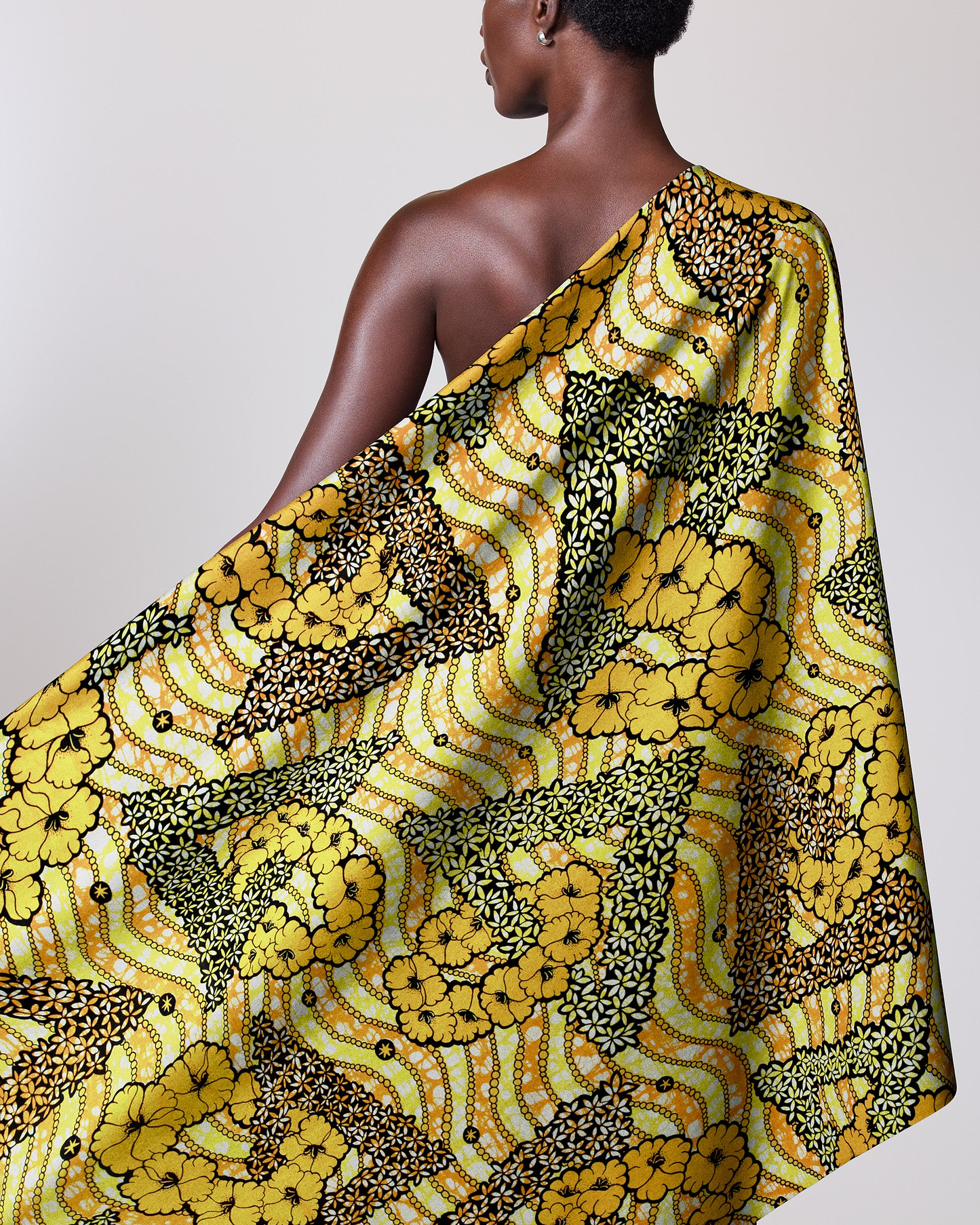 Vibrant yellow green patterned fabric super-wax vls7465.010