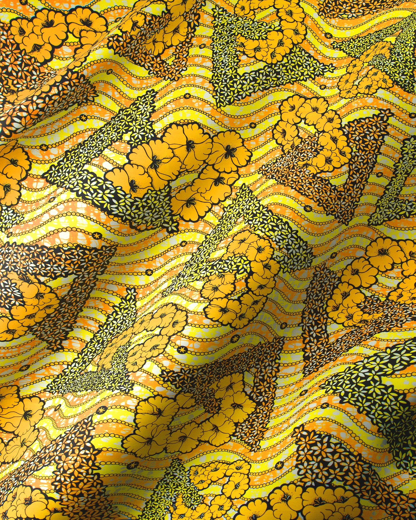 Vibrant yellow fabric bold floral super-wax vls7465.010
