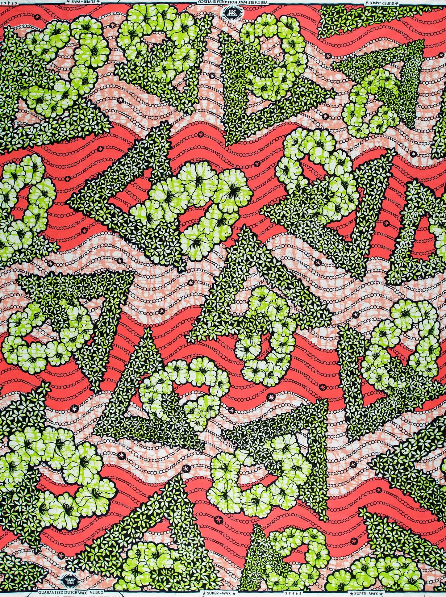 Vibrant red green beige patterned super-wax vls7465.011