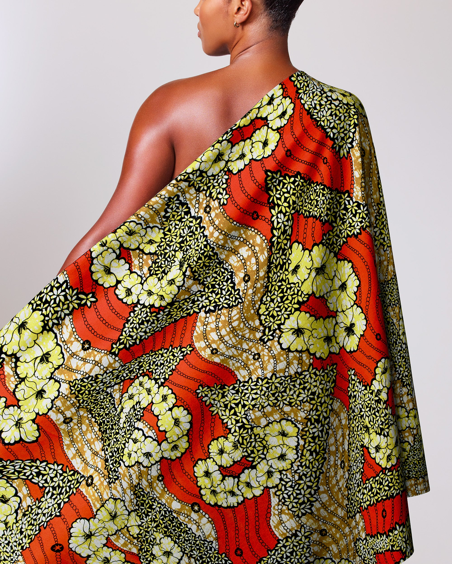 Vibrant one-shoulder wrap dress bold super-wax vls7465.012