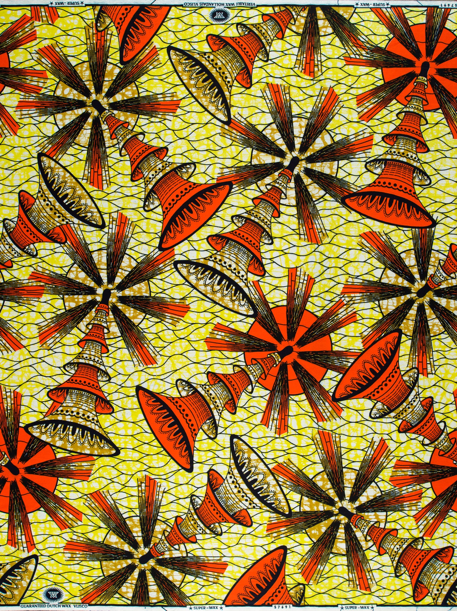 Vibrant red black patterned african super-wax vls7691.001