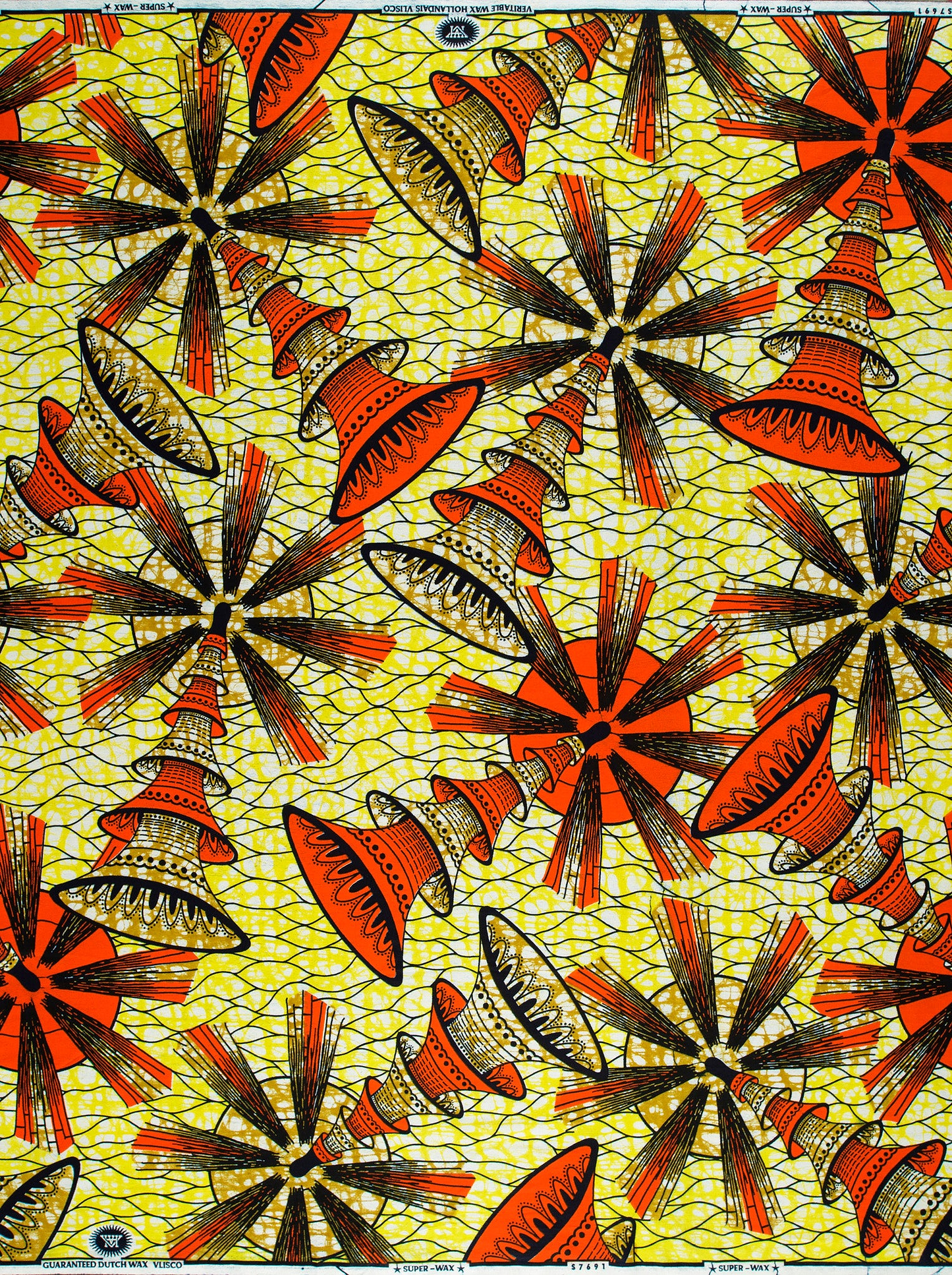 Vibrant red black patterned african super-wax vls7691.001