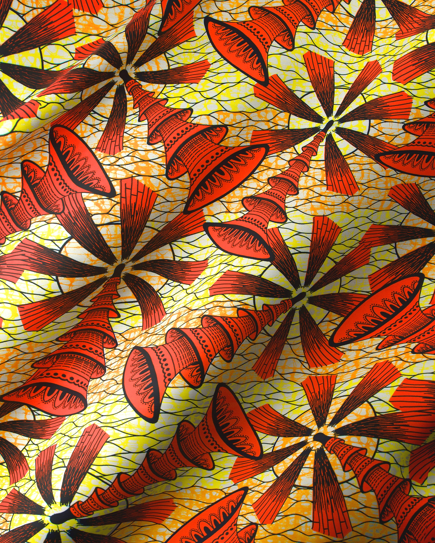 Vibrant red black patterned african super-wax vls7691.006