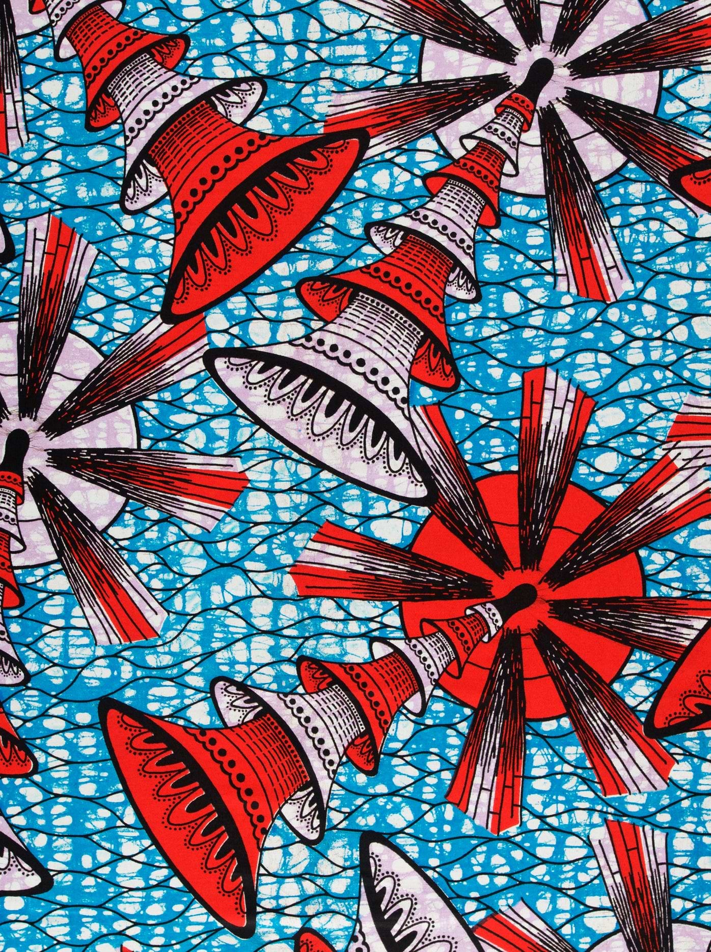 Vibrant red white patterned fabric super-wax vls7691.007