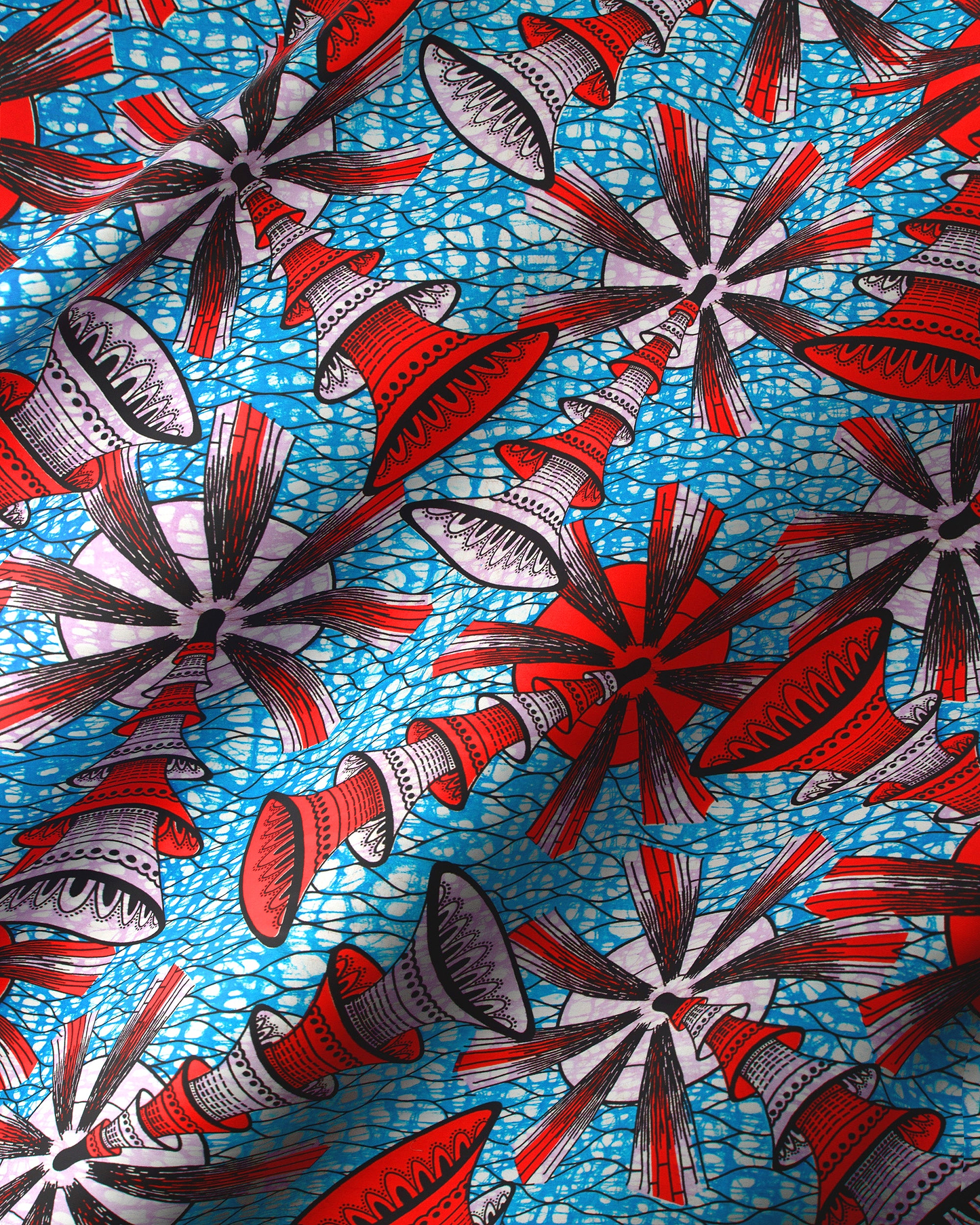 Vibrant blue fabric bold red super-wax vls7691.007
