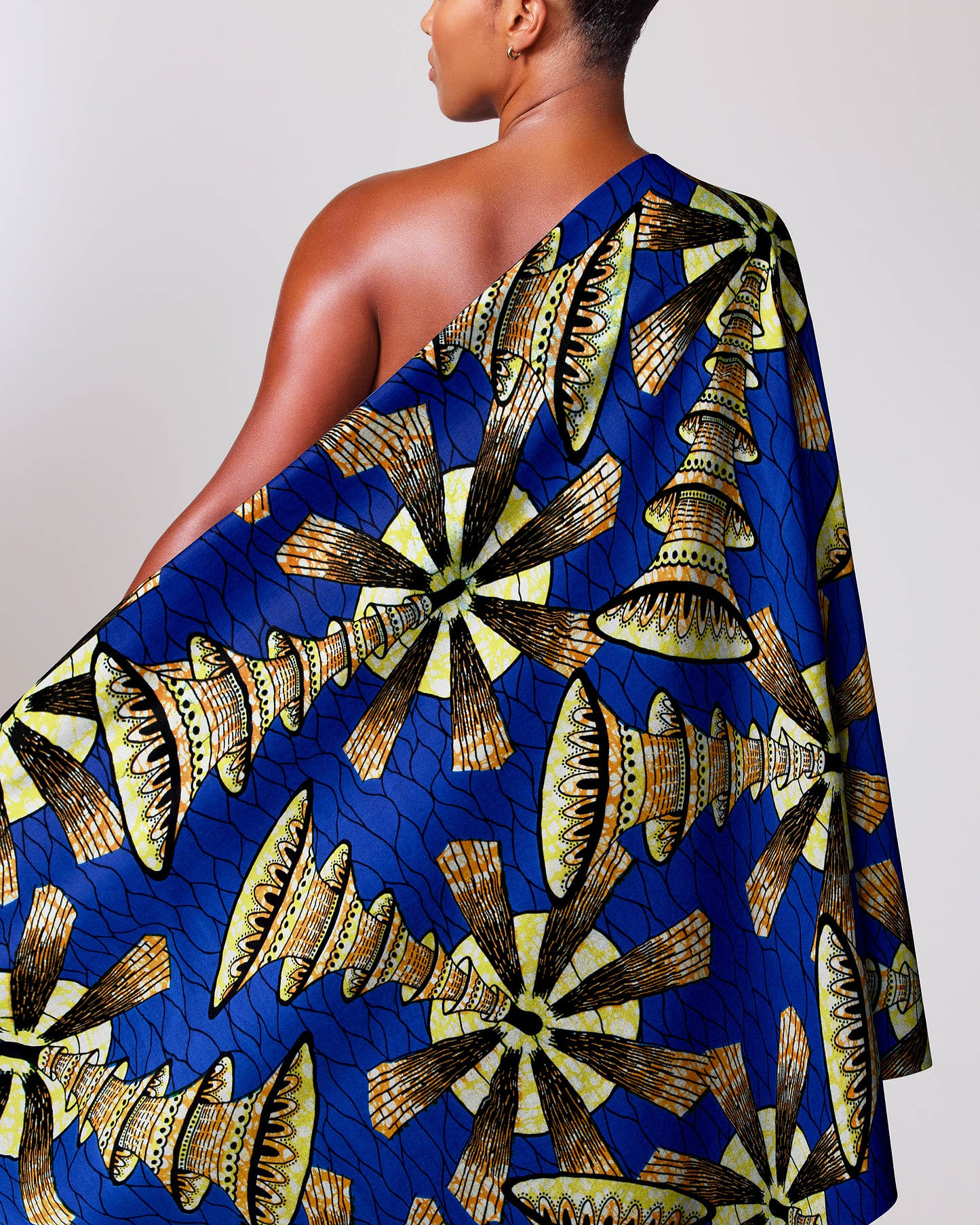 Vibrant blue one-shoulder dress bold super-wax vls7691.010