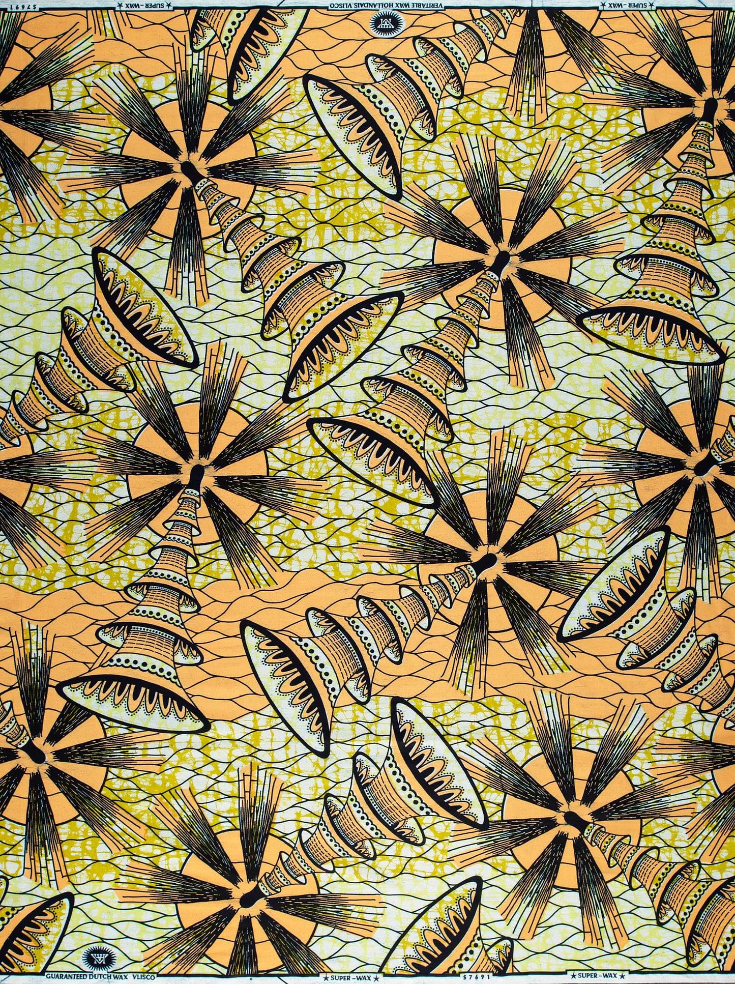 Vibrant orange black patterned african super-wax vls7691.011