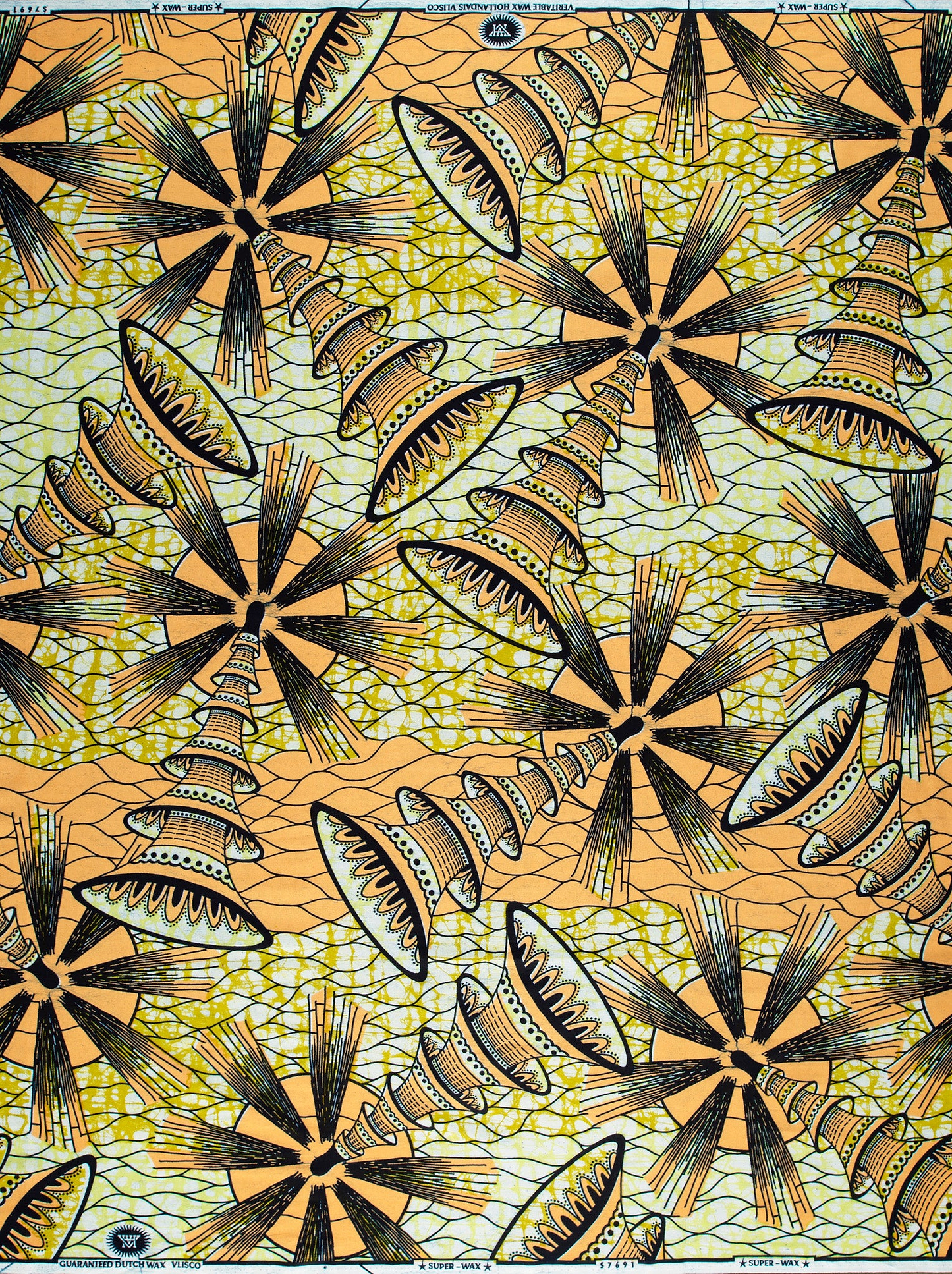 Vibrant orange black patterned african super-wax vls7691.011