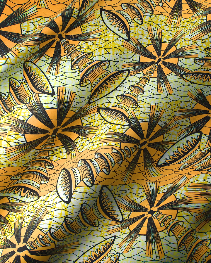 Vibrant orange black patterned fabric super-wax vls7691.011
