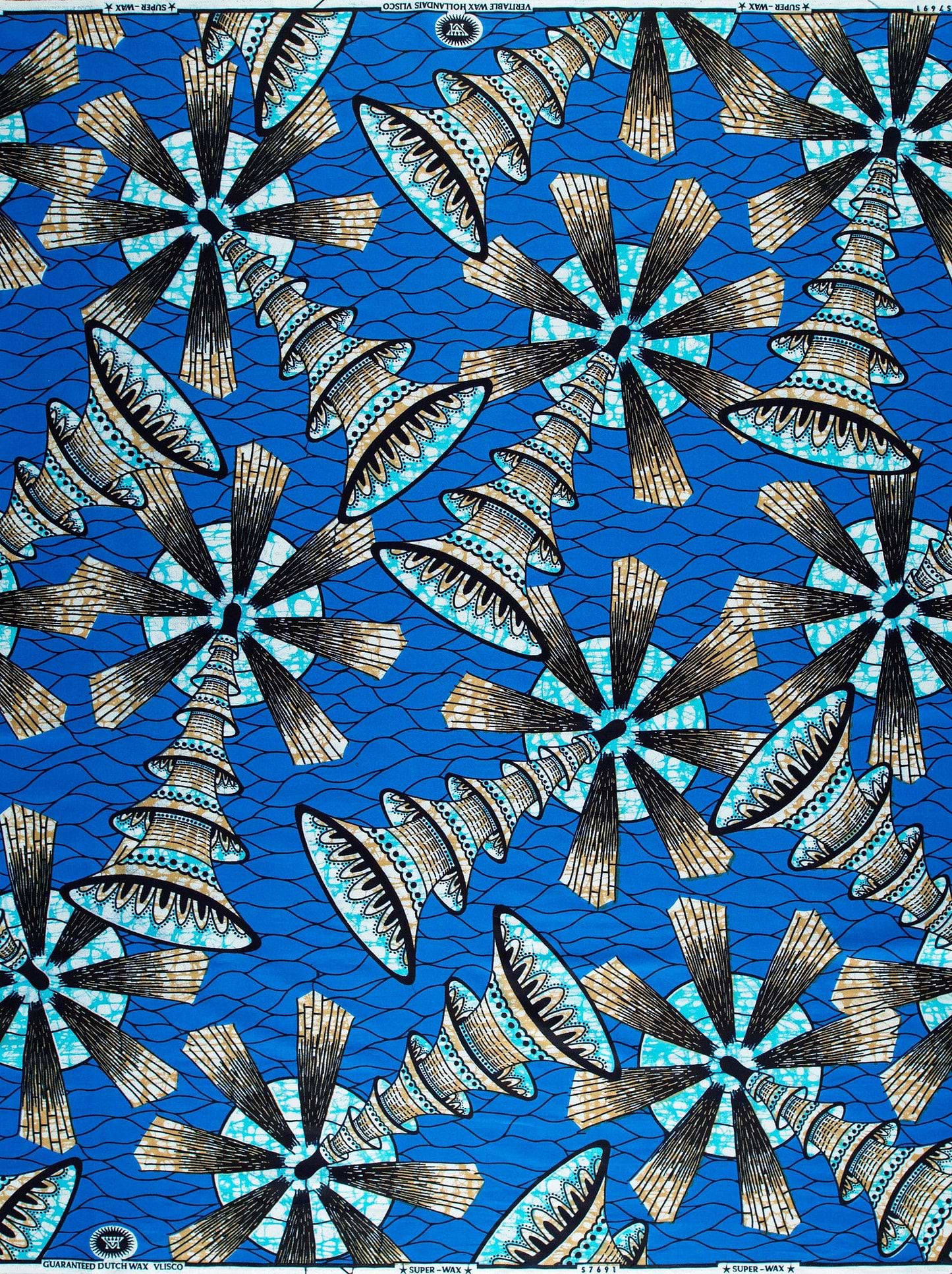 Vibrant blue african print fabric super-wax vls7691.014
