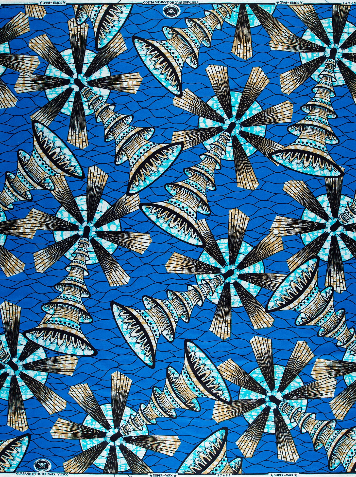 Vibrant blue african print fabric super-wax vls7691.014