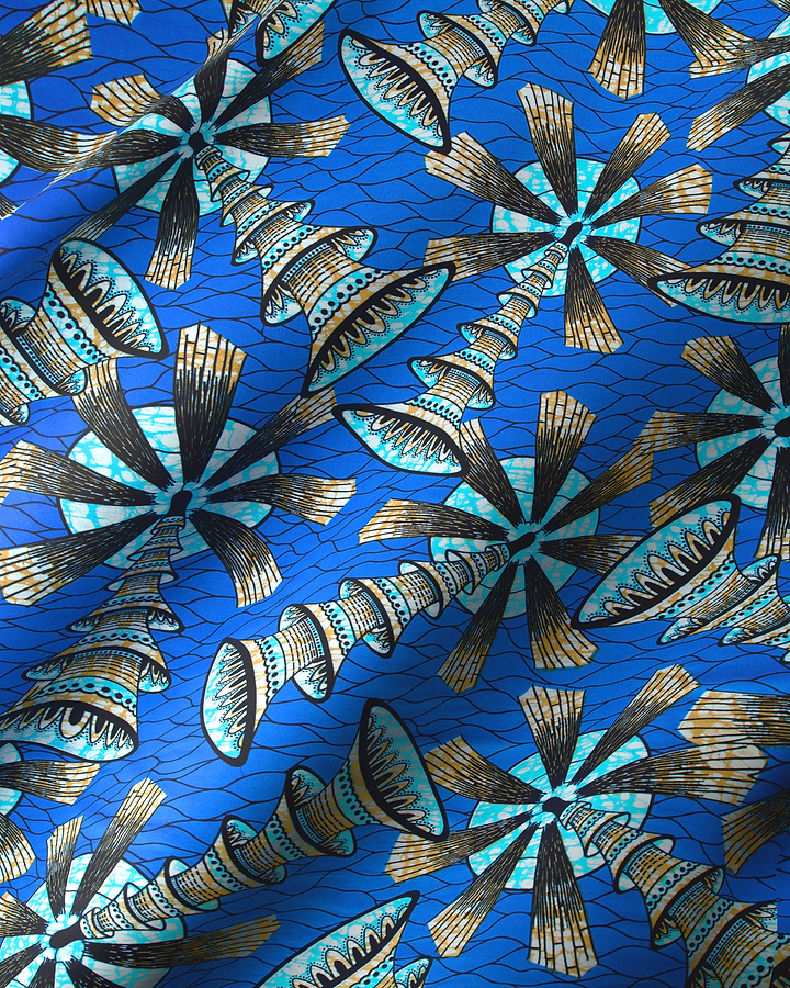 Vibrant blue african print fabric super-wax vls7691.014