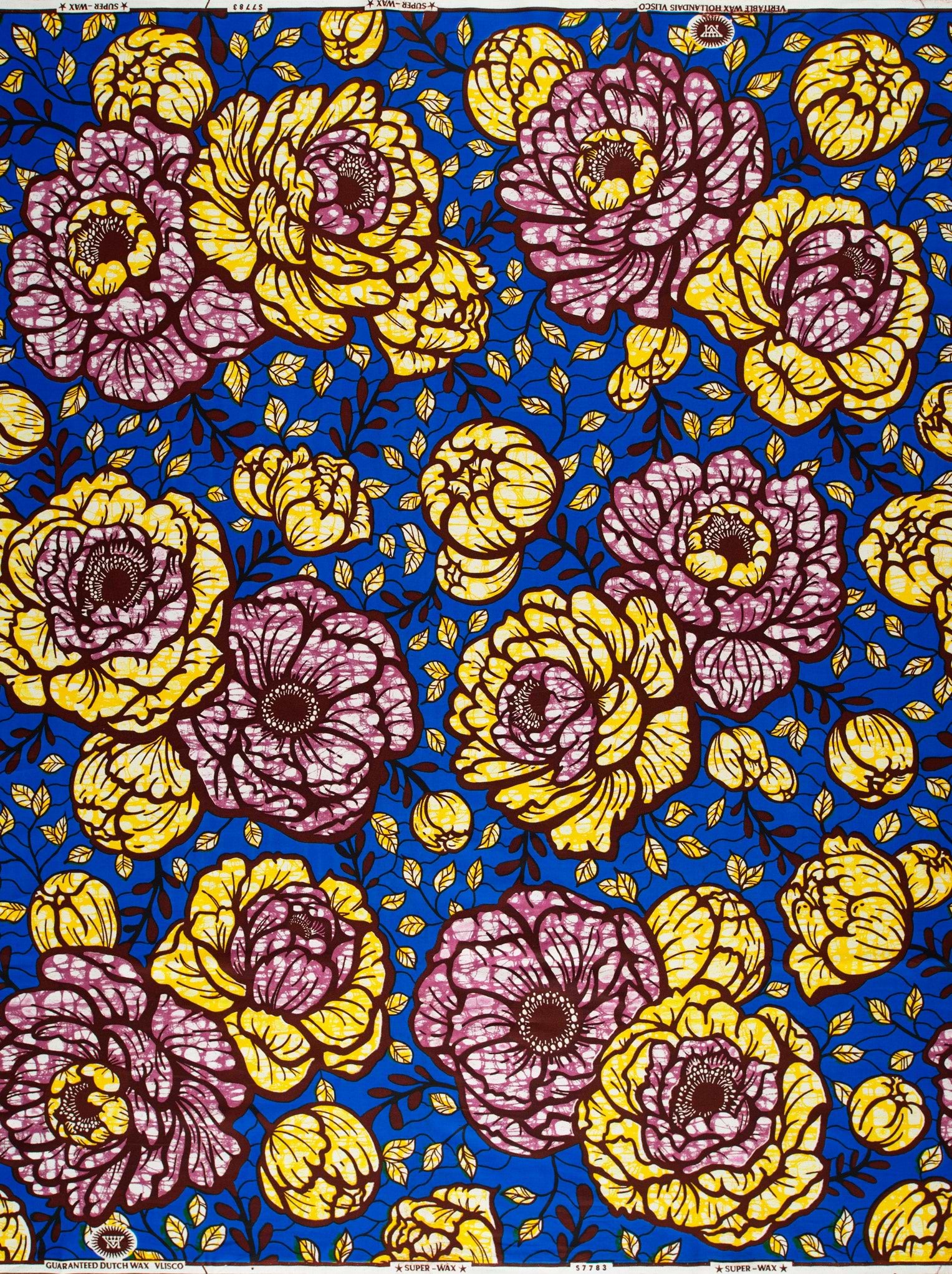 Vibrant blue african print fabric super-wax vls7783.008
