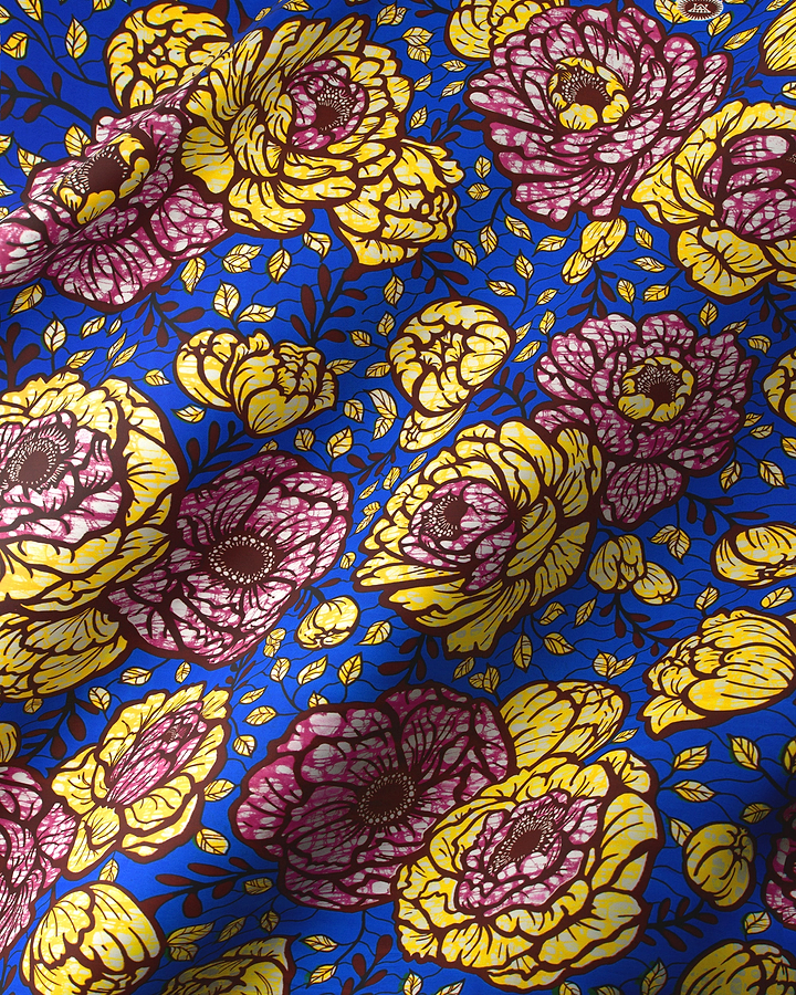 Vibrant blue fabric bold yellow super-wax vls7783.008