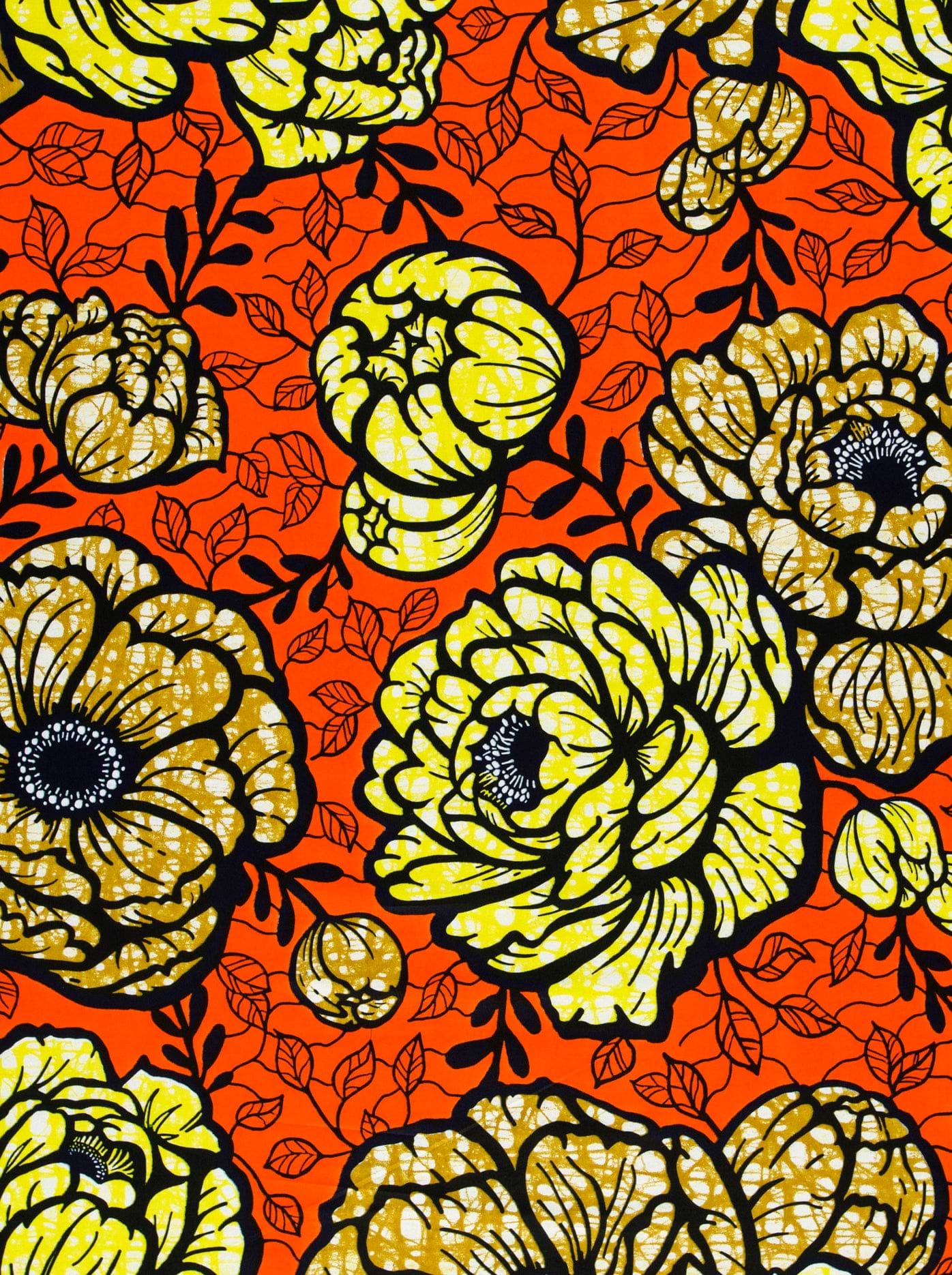 Vibrant orange fabric bold yellow super-wax vls7783.009