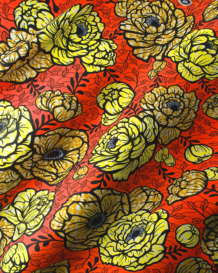 Vibrant red fabric adorned bold super-wax vls7783.009