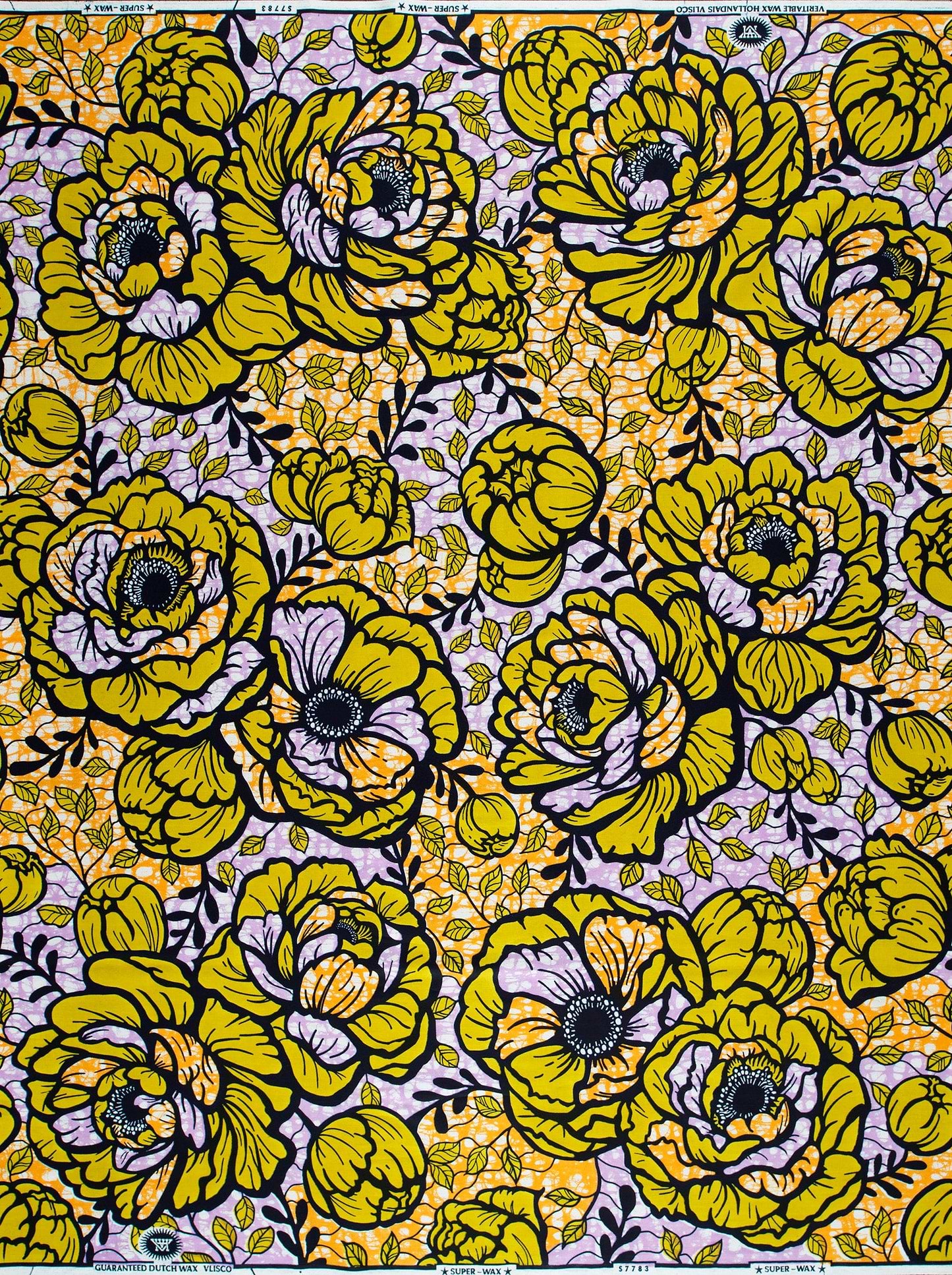 Vibrant yellow purple floral patterned super-wax vls7783.012