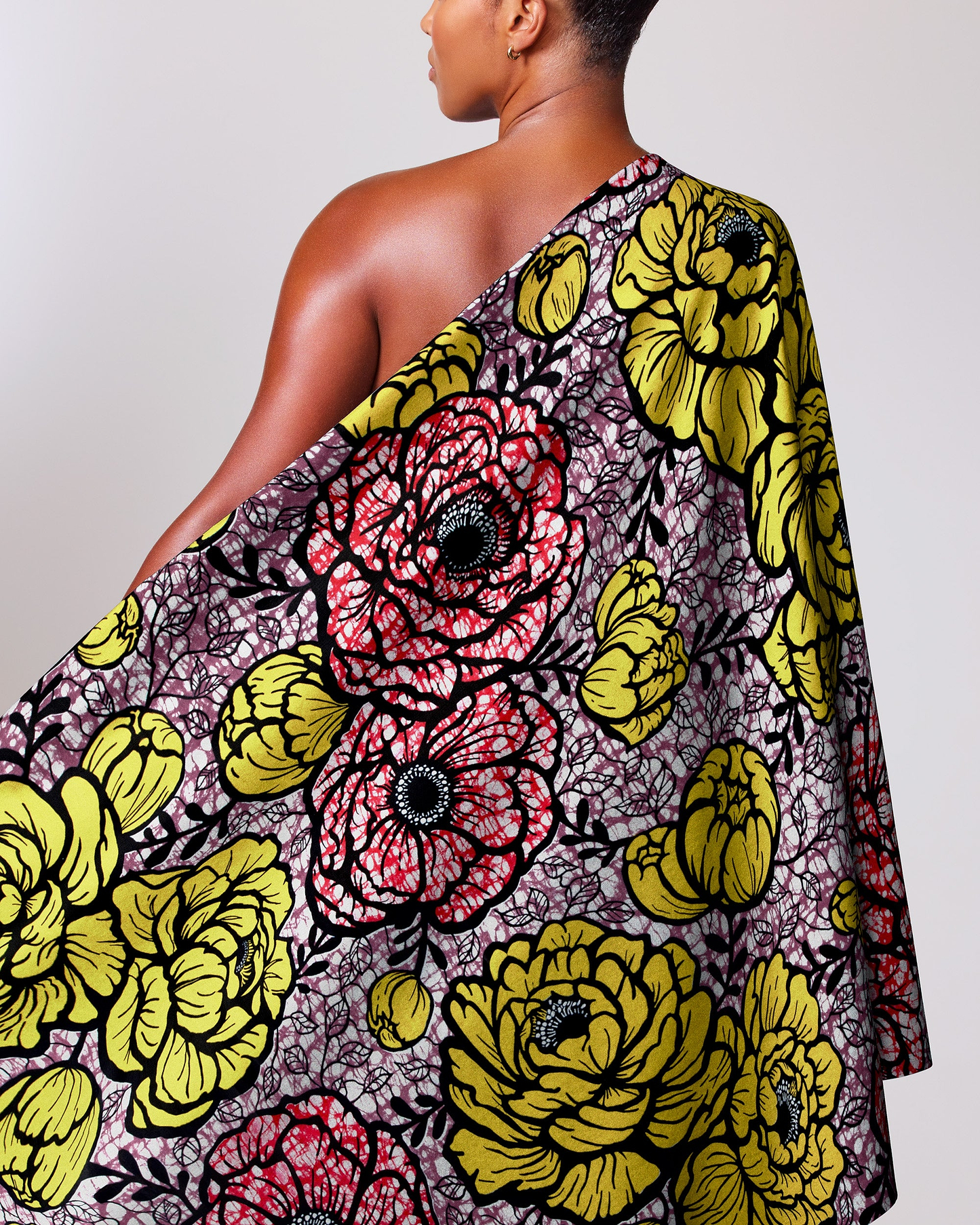 Vibrant one-shoulder wrap dress bold super-wax vls7783.015