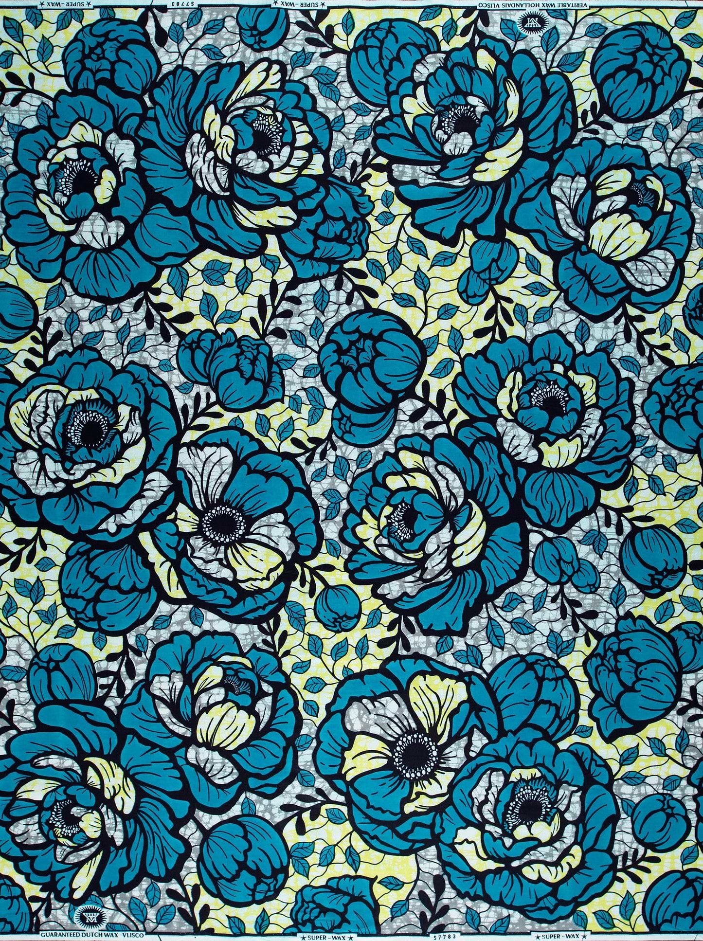 Vibrant blue yellow floral patterned super-wax vls7783.017