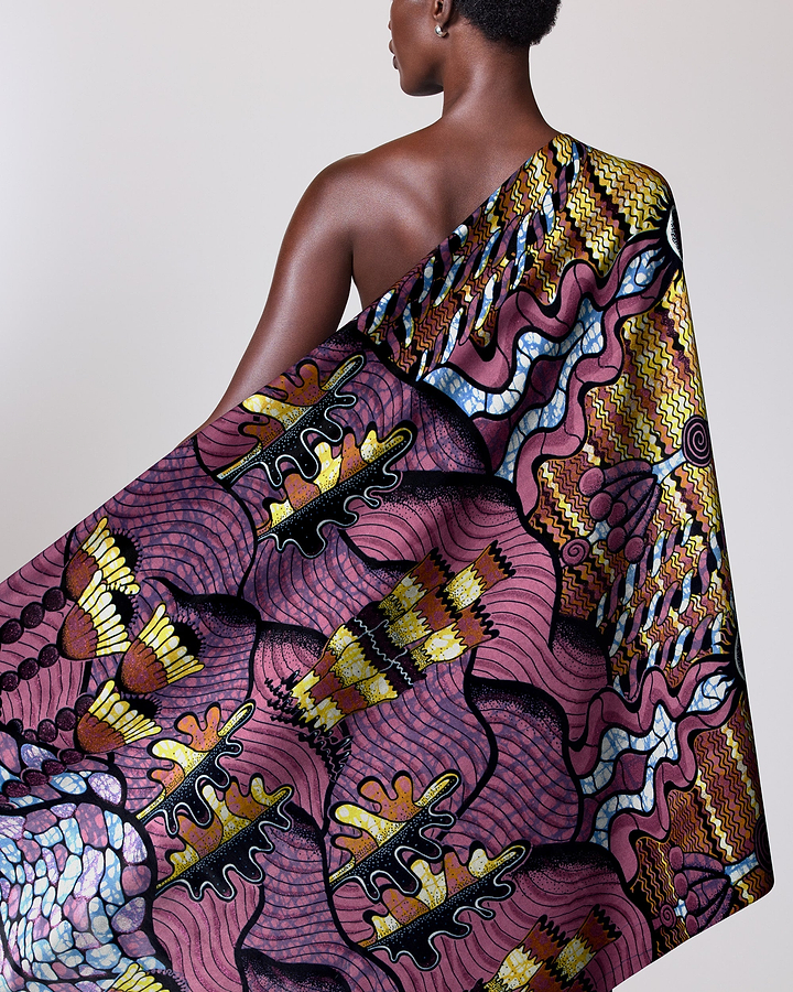 Vibrant one-shoulder wrap dress bold grand super-wax vls7857.001