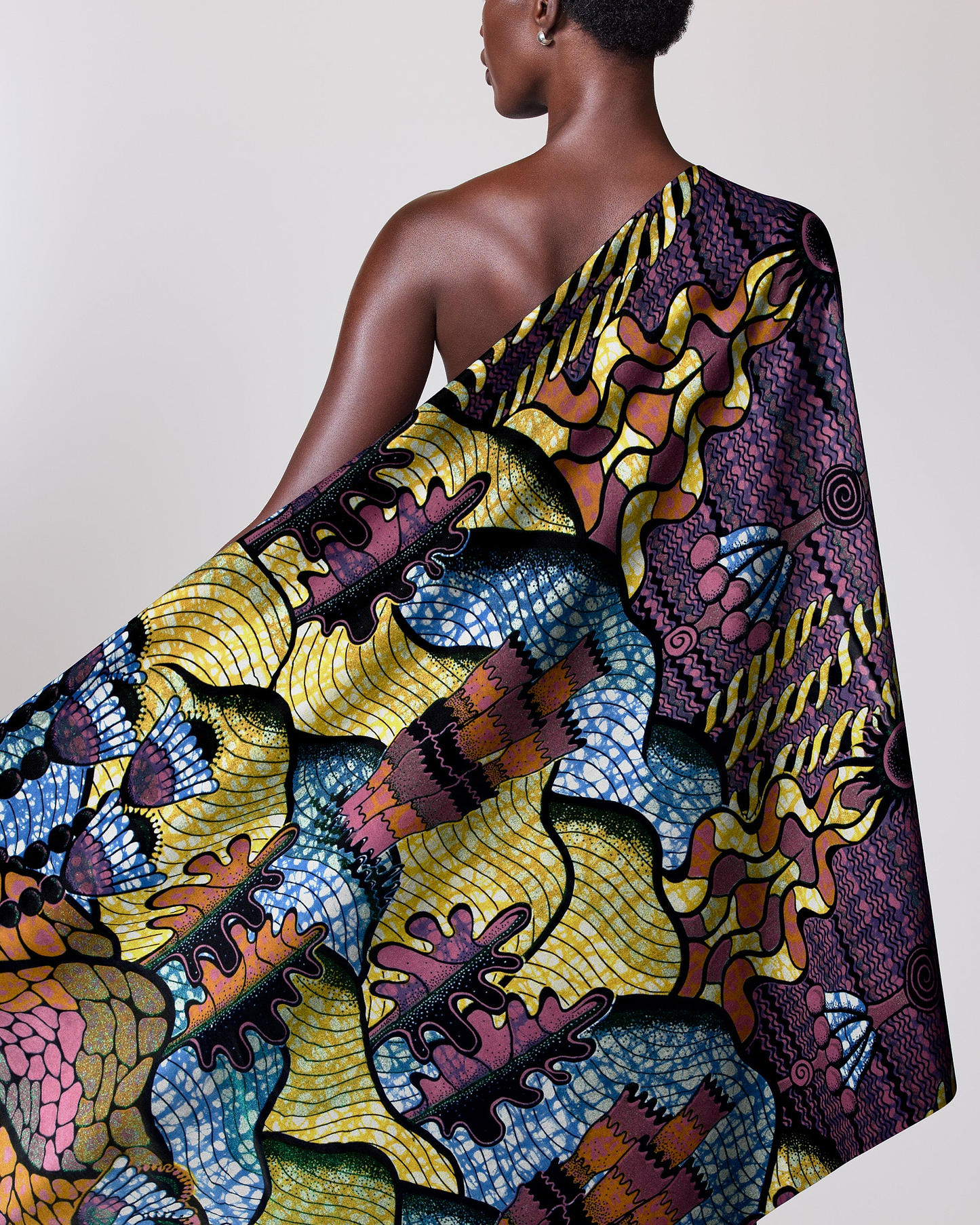 Vibrant one-shoulder african print wrap grand super-wax vls7857.004