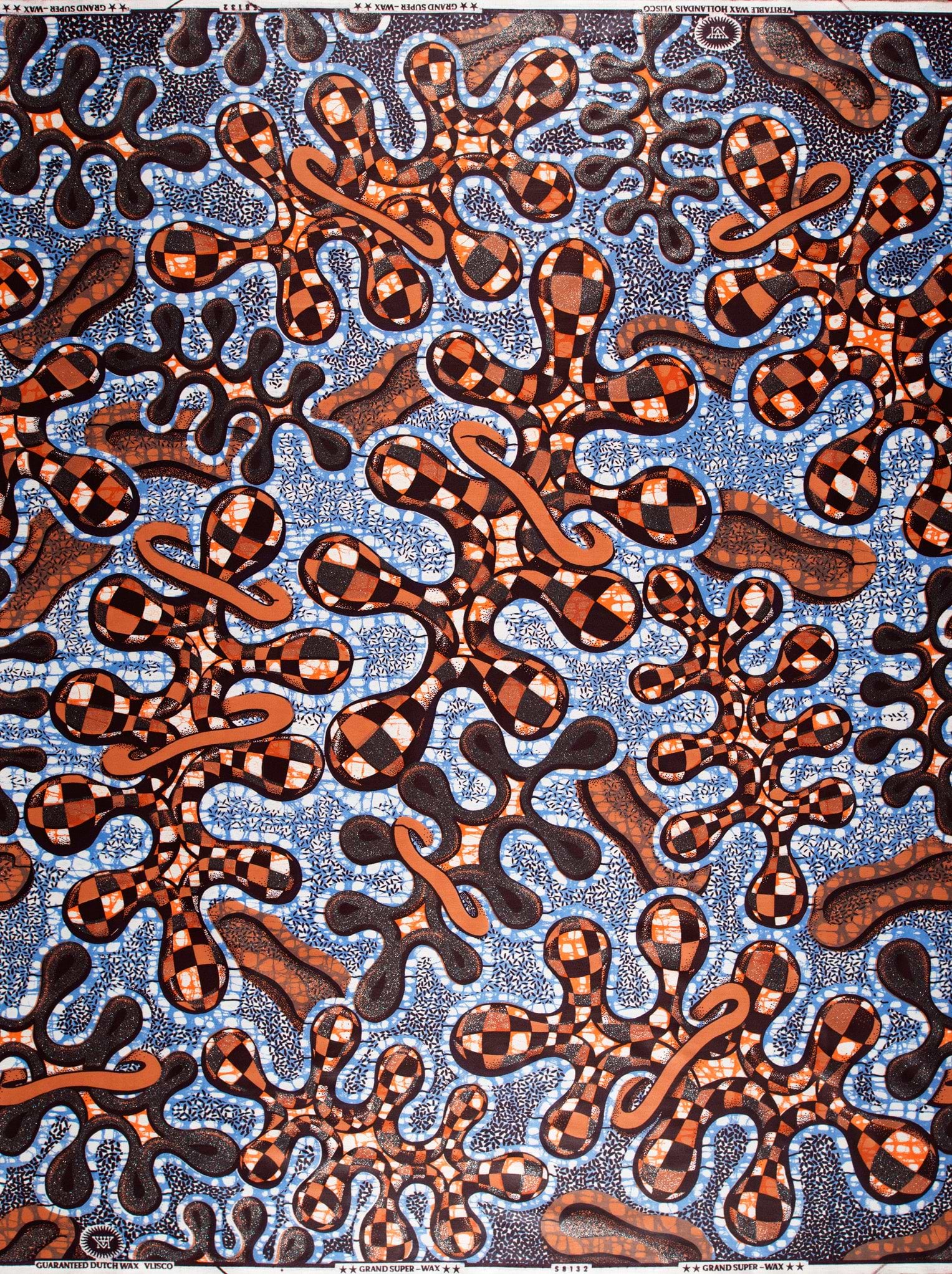 Vibrant blue brown orange patterned grand super-wax vls8132.003
