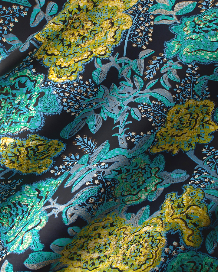 Vibrant floral fabric bold teal grand super-wax vls8188.001