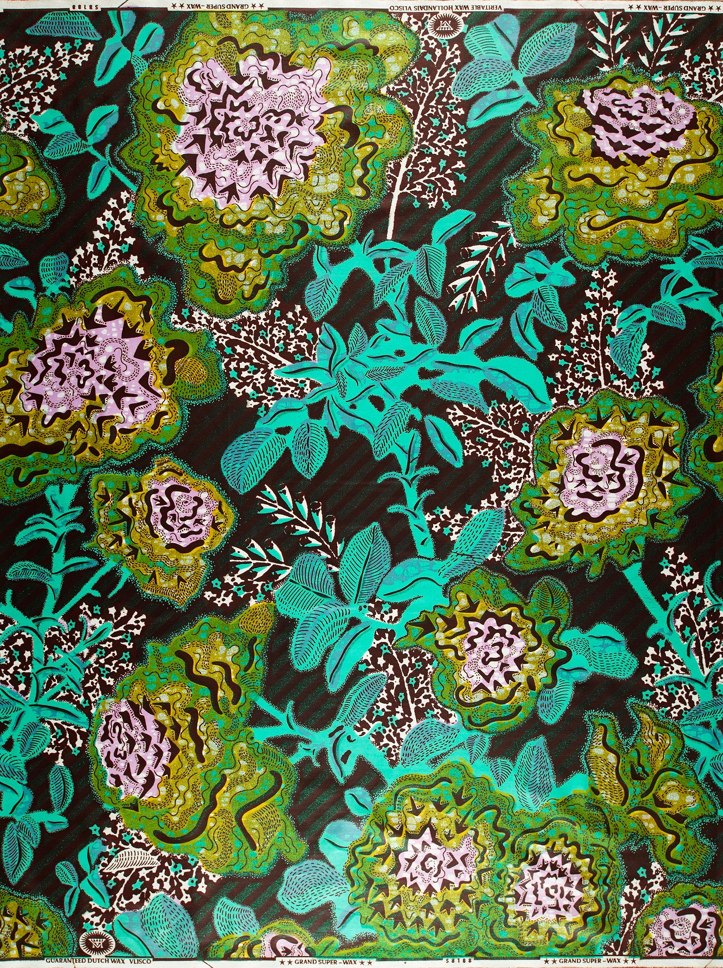 Vibrant floral fabric bold green grand super-wax vls8188.004
