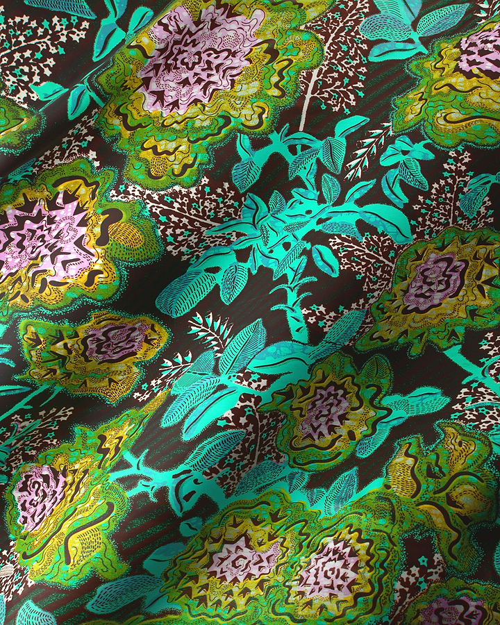Vibrant floral fabric bold green grand super-wax vls8188.004