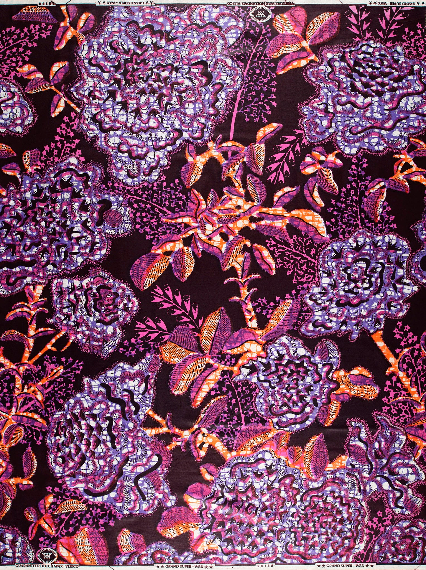 Vibrant purple orange floral-patterned african grand super-wax vls8188.005