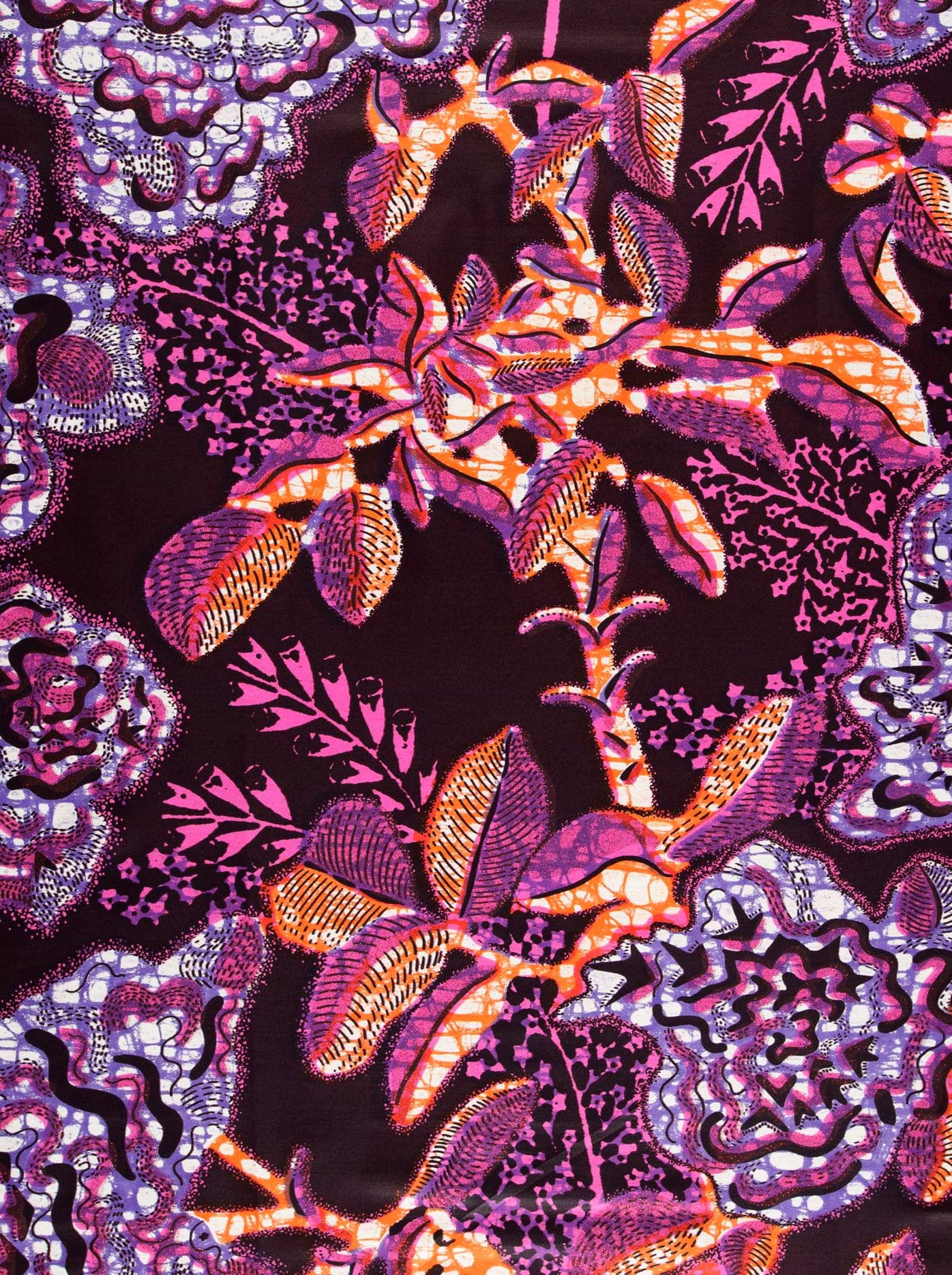 Vibrant purple orange floral-patterned fabric grand super-wax vls8188.005