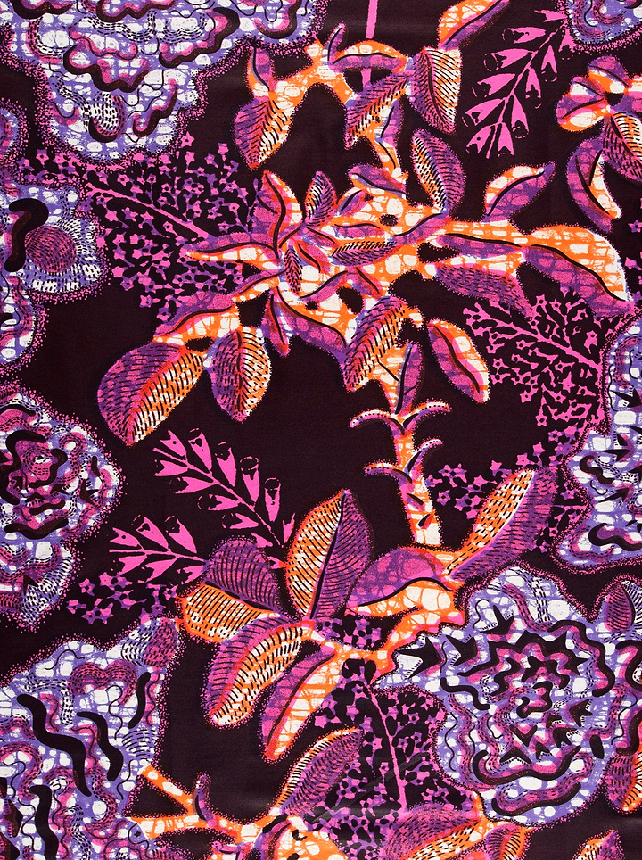 Vibrant purple orange floral-patterned fabric grand super-wax vls8188.005