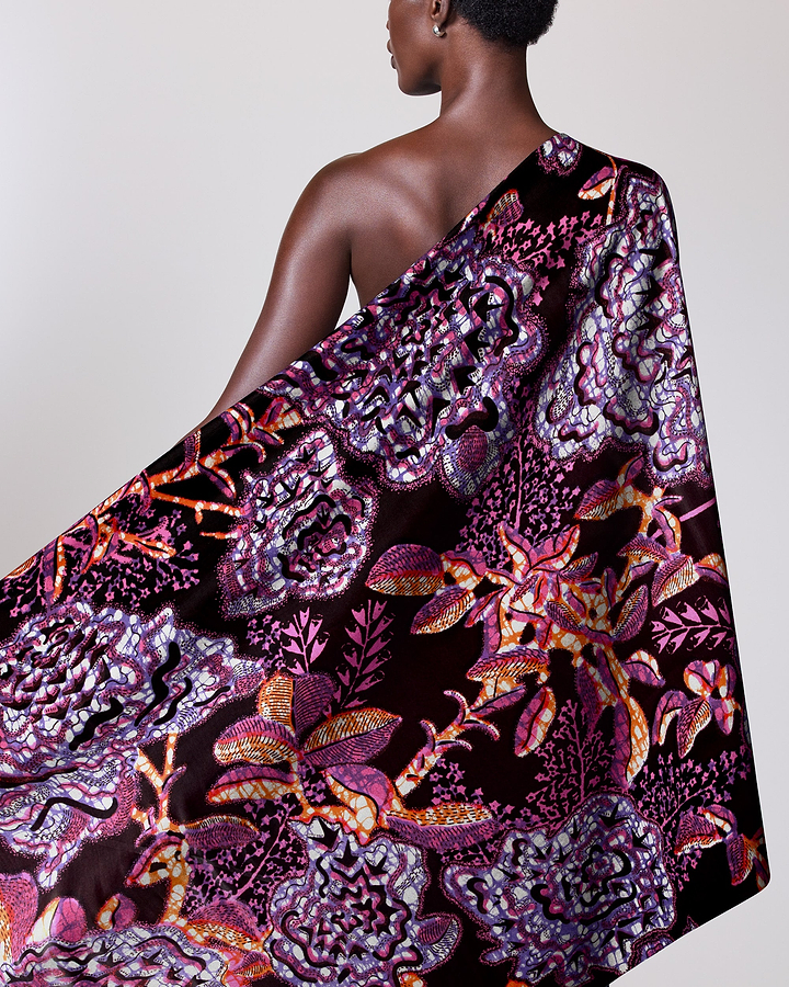 One-shoulder wrap dress rich purple grand super-wax vls8188.005