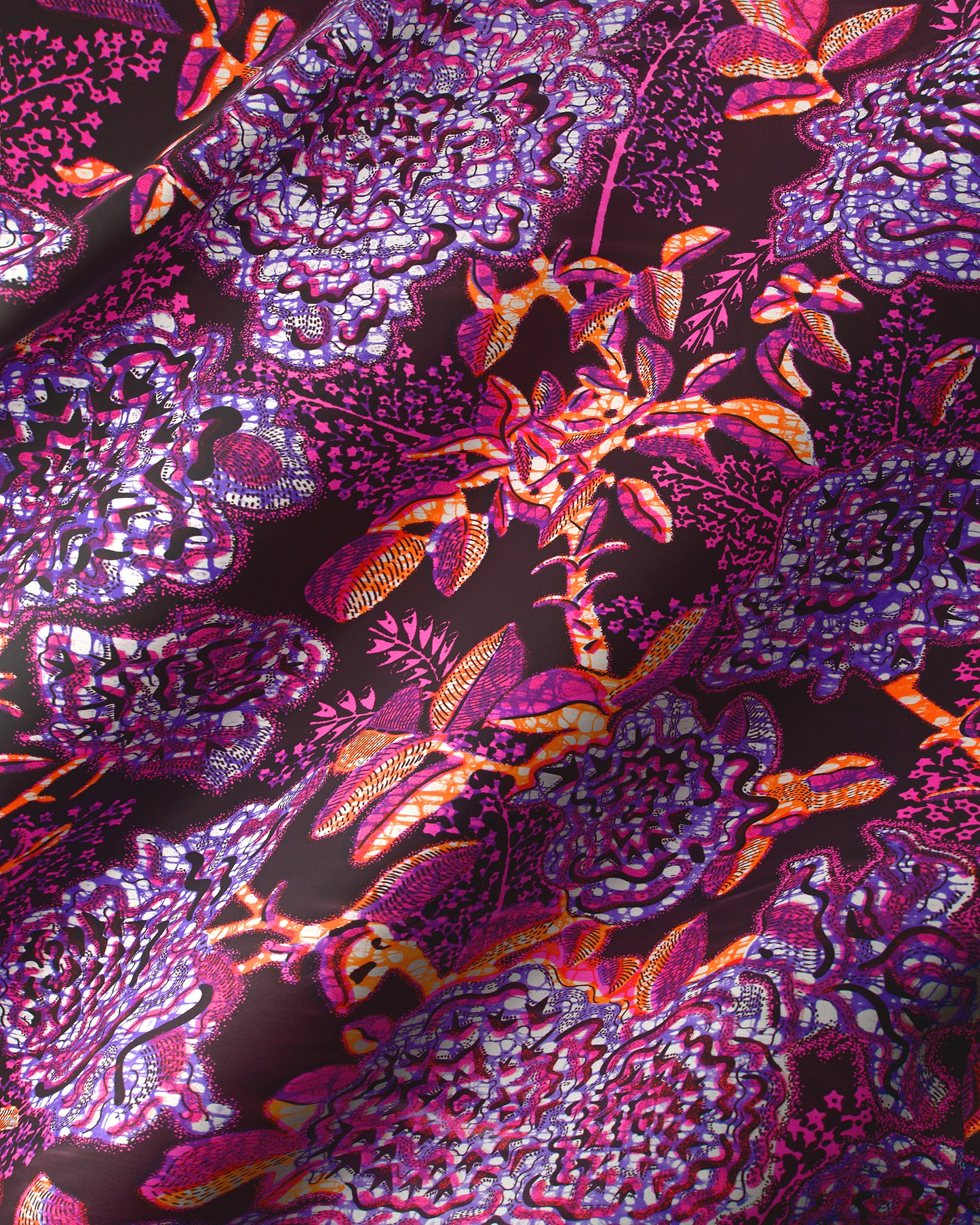 Vibrant purple orange floral-patterned fabric grand super-wax vls8188.005