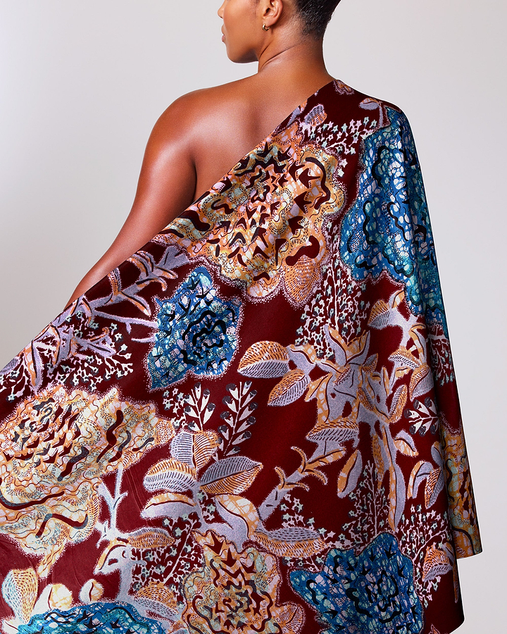 Vibrant one-shoulder wrap dress rich grand super-wax vls8188.006