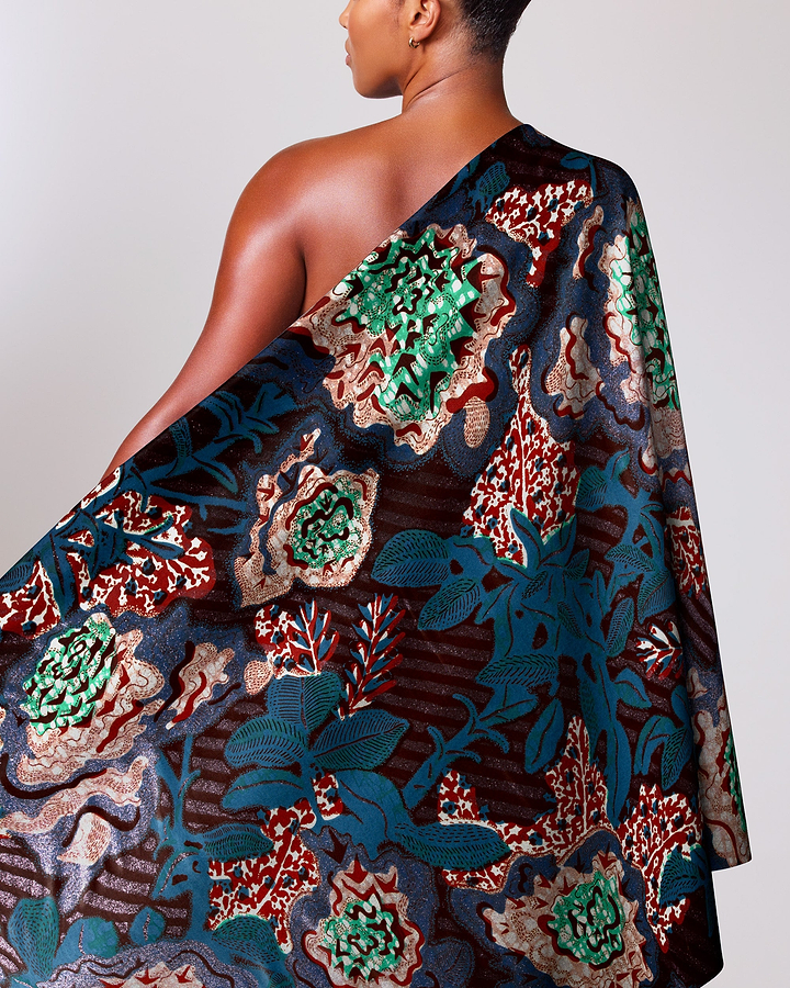 Vibrant one-shoulder wrap dress bold grand super-wax vls8188.008