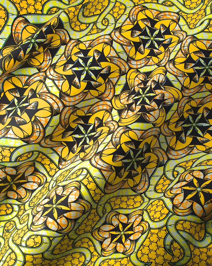 Vibrant yellow african print fabric super-wax vls8270.001