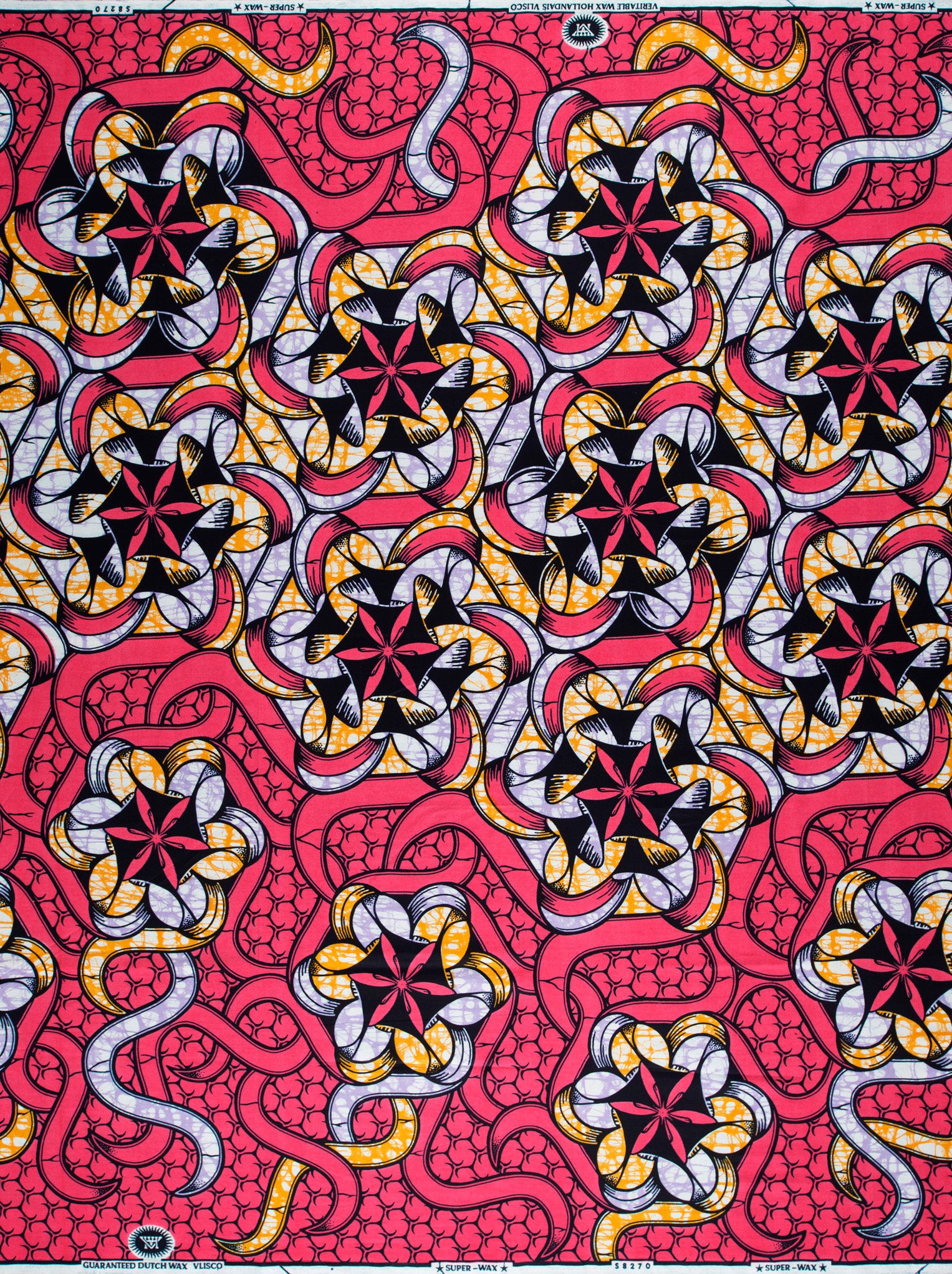 Vibrant red african print fabric super-wax vls8270.002