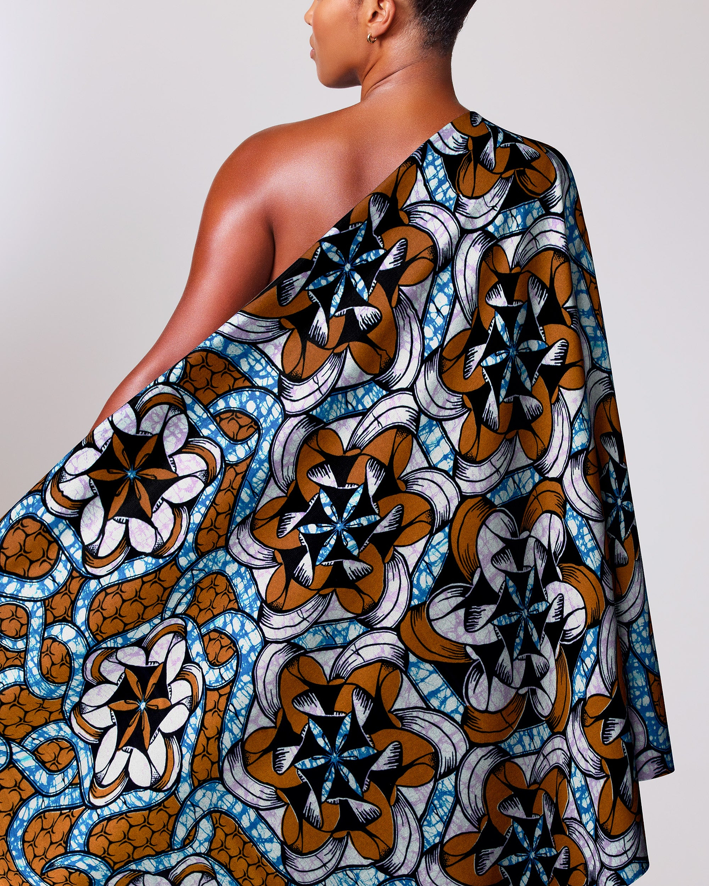 Vibrant one-shoulder african print wrap super-wax vls8270.003