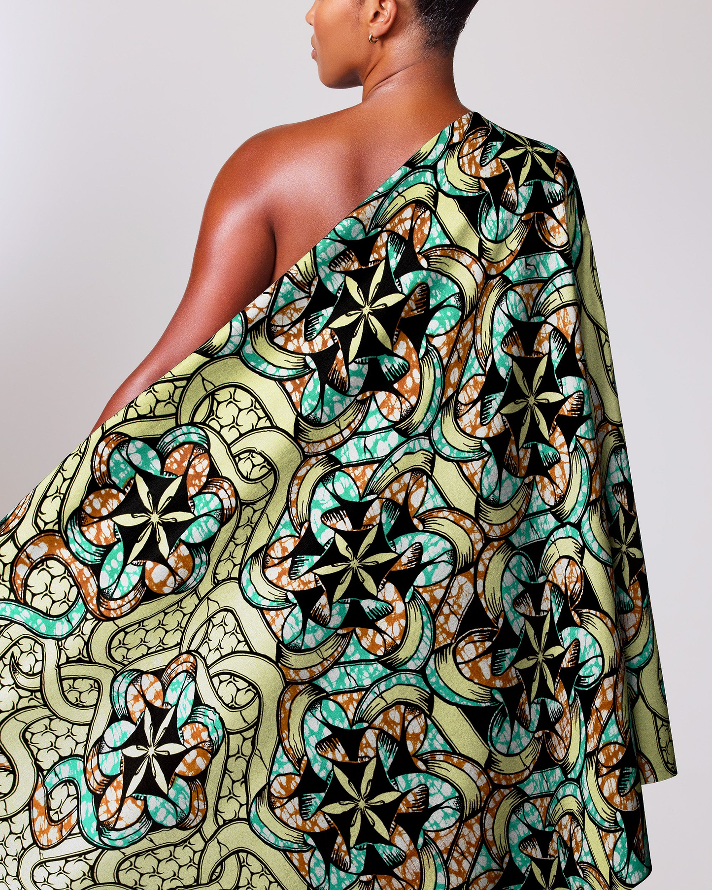 Vibrant one-shoulder wrap dress bold super-wax vls8270.004