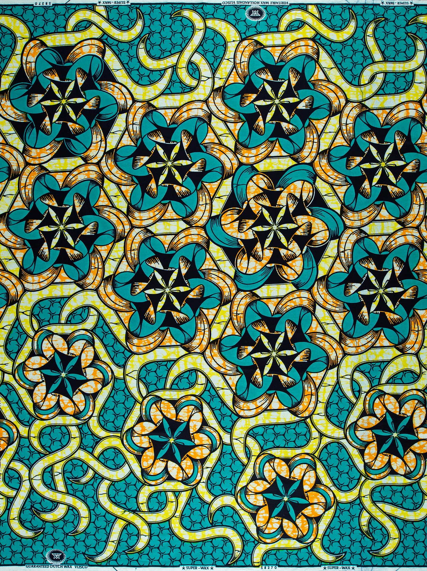 Vibrant turquoise gold african print super-wax vls8270.005