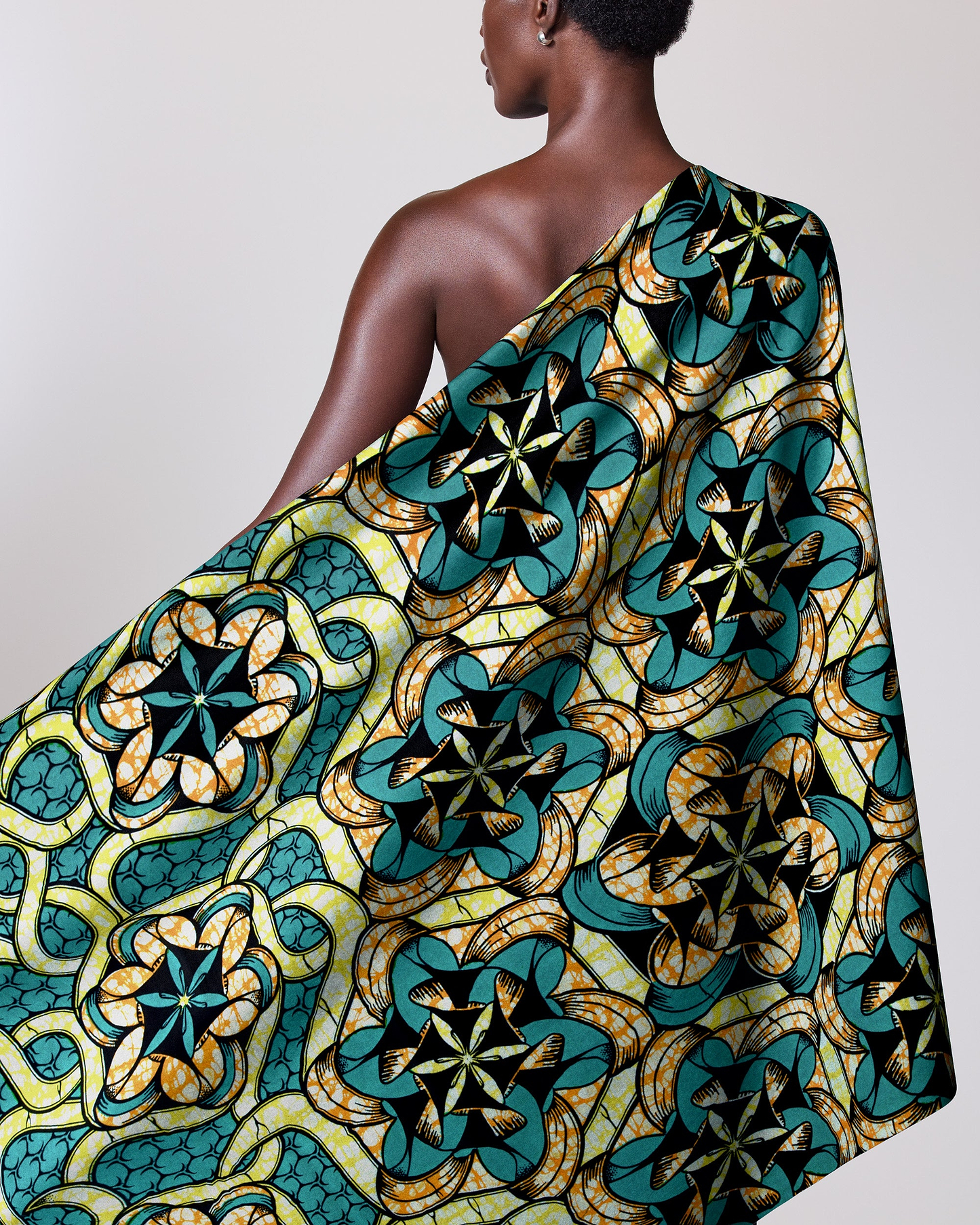 Vibrant teal black gold patterned super-wax vls8270.005