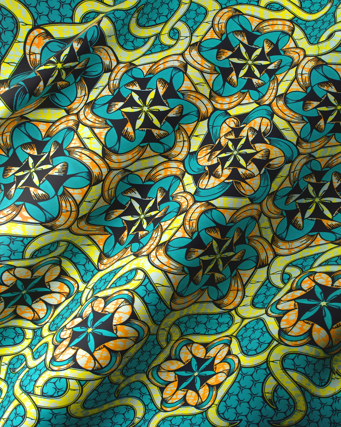Vibrant turquoise yellow african print super-wax vls8270.005