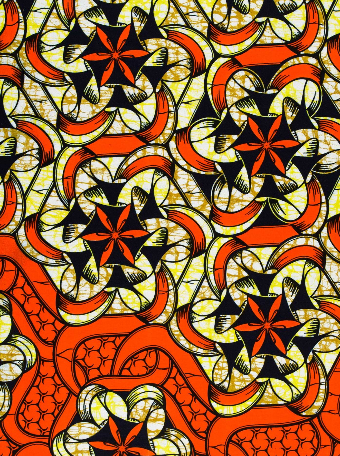 Vibrant orange black cream-colored african super-wax vls8270.007